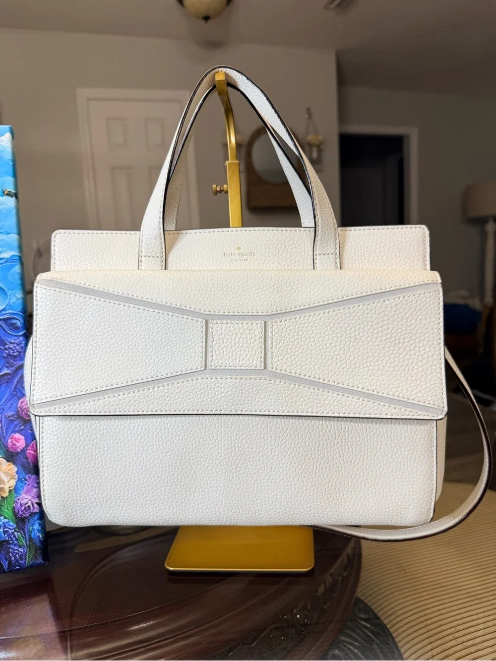 kate spade Cream Pebbled Leather Crossbody Bag with Gold-Tone Snap - Picture 3 of 7